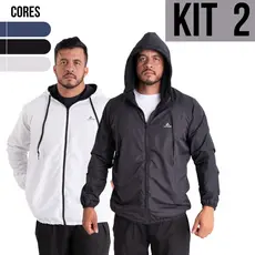 Kit 2 Jaqueta corta vento repelente a água bolso reforçado capuz forrado uso casual e esportivo