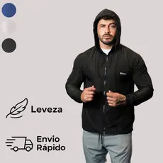 Jaqueta Corta Vento Masculina com Capuz Ajustável e Zíper