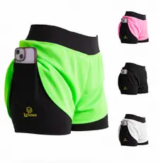 Short 2 em 1 Feminino Esportivo Academia Corrida Fitness Com Bermuda Interna Confortável