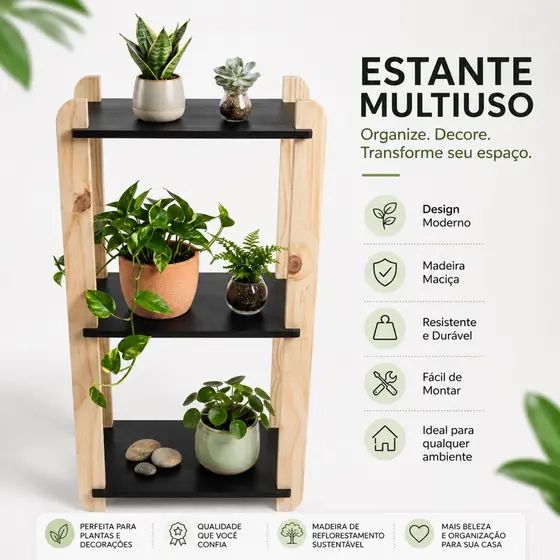 Prateleiras Multiuso Estante Decorativa – Suporte para Cafeteira, Xícaras e Decoração