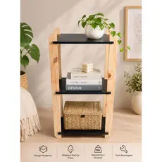 Estante Multiuso 3 Prateleiras em Madeira – Organizador Decorativo para Sala, Quarto, Cozinha e Cantinho do Café