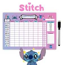 Quadro de Recompensa Disciplina - Quadro De Rotina Infantil Lilo Stitch - Atividade Para Incentivo