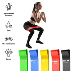 Kit 5 Faixas Elásticas Para Exercícios Multifuncional Yoga Fisioterapia e Treino