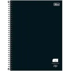 Caderno Quadriculado 1x1 Zip Preto Capa Dura Espiral 80 Folhas - Tilibra