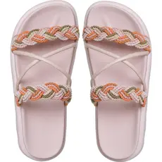 Birken Papate Rasteira Flat Feminina Modelo Luxo Trança Trançadas Rosê Nude Com Tira Cordão