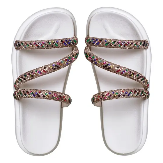 Birken Flat Sandália Conforto Feminina Modelo Sara Brilhante Strass Paris