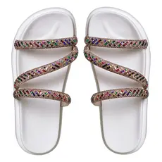 Birken Flat Sandália Conforto Feminina Modelo Sara Brilhante Strass Paris