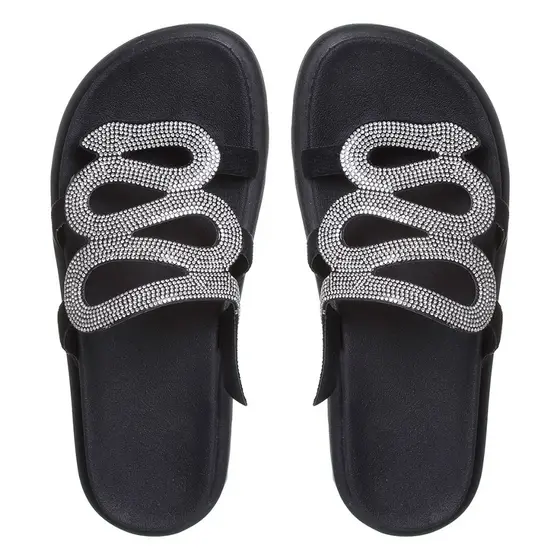 Birken Papete Sandália Conforto Feminina Luxo Cobra Brilho Strass