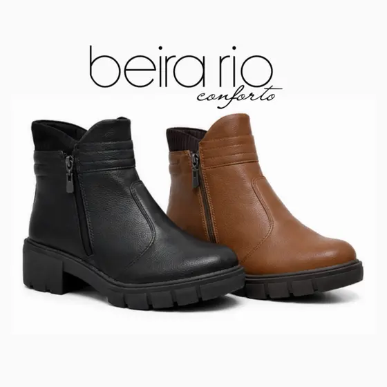 Bota Feminina Beira Rio Ityzip Últimos Pares – Coturno Cano Curto com Zíper e Solado Tratorado