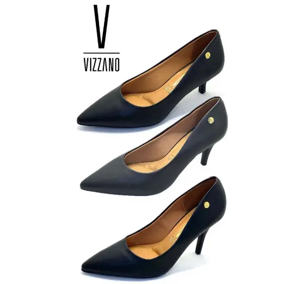 Scarpin Sapato Feminino Salto Alto Fino Preto Vizzano 1184.1101 Original Confortável