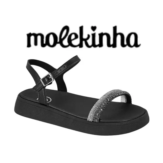 Sandália Papete Infantil Molekinha 2358.104 Glitter Luxo com Ajuste em Fivela e Solado Confortável