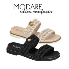 Papete Modare Feminina 7205.103 Tiras Estilo Palha Confortável Ortopédica Original
