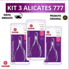 Kit 3 Alicates Cutícula Mundial 777 Profissional Inox Original Esterilizável em Autoclave Afiado