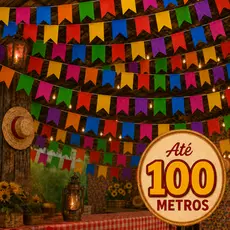 Bandeirinha Festa Junina Papel Seda Colorida 10/20/30/40/50 e 100 Metros Bandeirola São João Julina Decoração