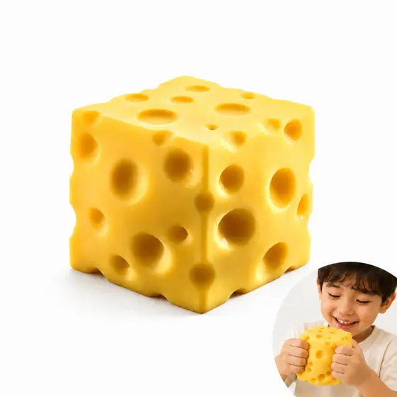 Squishy de Queijo Brinquedo Antiestresse Sensorial Fidget Macio para Apertar Crianças e Adultos Tiktok