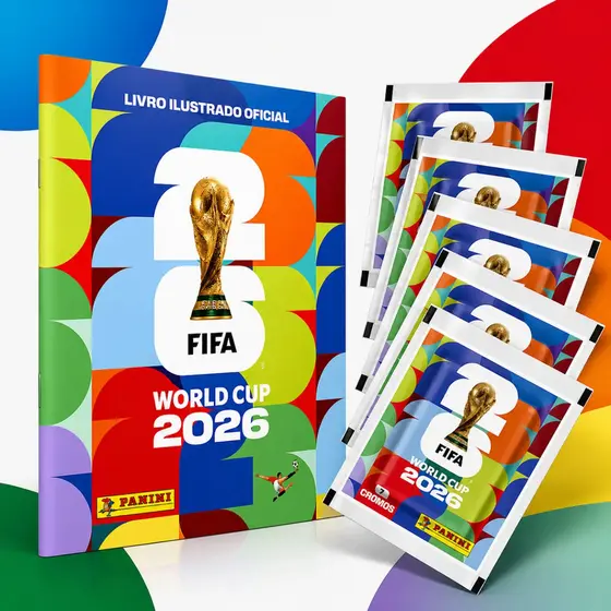 Kit Álbum Copa do Mundo 2026 Fifa World Cup Colecionável  +  Figurinhas Capa Mole + Porta Figurinha