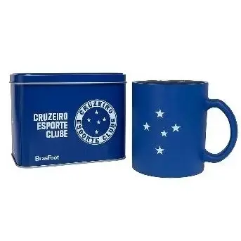 Caneca Oficial Cruzeiro Esporte Clube + Caixa Metálica Personalizada | Presente Perfeito para Torcedores