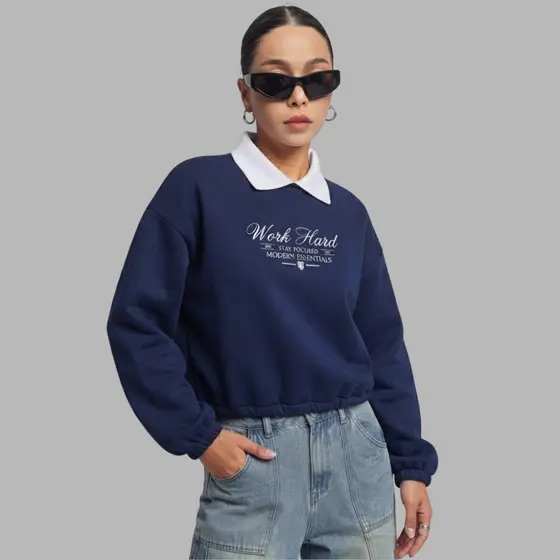 Blusa de moletom feminino flanelado, moda inverno, gola polo, tendencia inverno