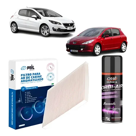 Kit Filtro Ar + Higienizador Peugeot 307 /308 / 408/ 508