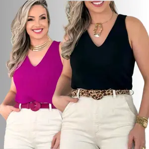 Blusa Regata Feminina Alça Larga Lisa Tecido Duna Elegante e Casual