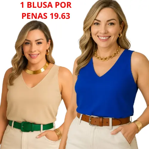 Kit 2 Blusa Regata Feminina Tecido Duna Basica Lisa Alça Larga Tendência