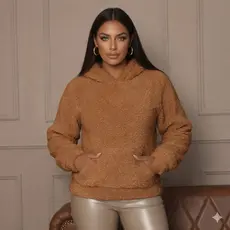 Casaco Sherpa Teddy Feminino De Pelinho Quente Com Capuz