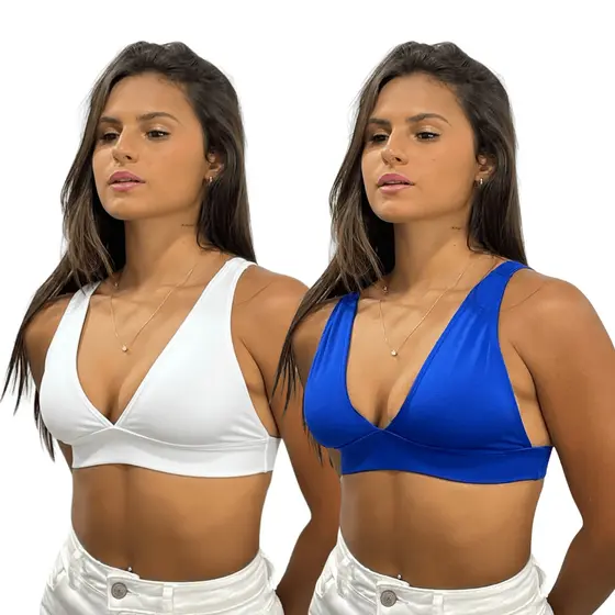 Kit 2 Top Feminino Alça Grossa Suplex Premium Tecido Duplo Sustentação Confortável Básico Estiloso