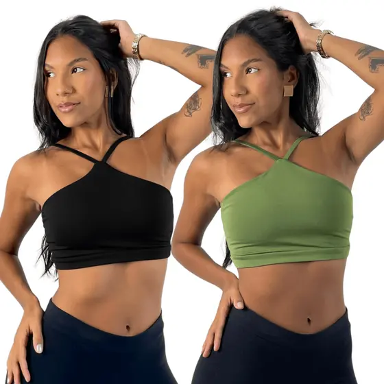 KIT 2: Top Fitness Feminino Frente Única em Suplex Premium para Academia Não Possui Transparência