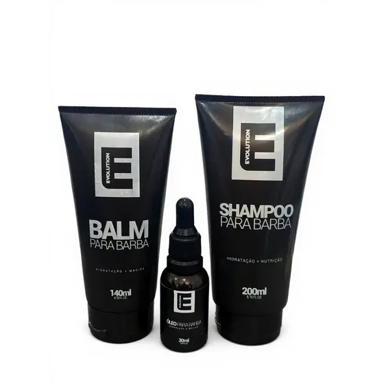 KIT BARBA BALM + OLEO + SHAMPOO PARA BARBA EVOLUTION BARBER