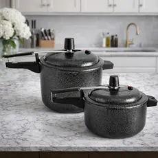 Kit 02 Panelas Pressão 4,5L + 2,5L Alumínio Reforçado Craqueada Cozimento Rápido Cozinha Craquelada