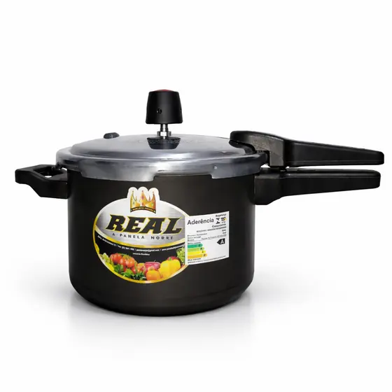 Panela De Pressão 4,5 Litros Fechamento Externo Antiaderente Preta Cereja Cozinha Resistente