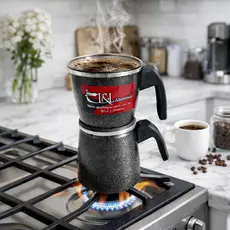 Cafeteira Italiana 1L Aluminio Preta Craqueada Economica com Filtro Café Moka