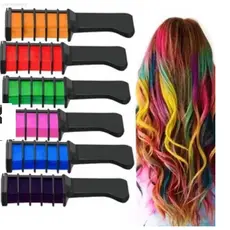 Kit 6uni Pente Giz Pastel Colorido Cabelo Tinta Temporária