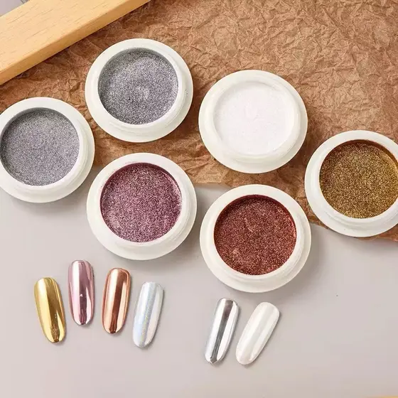 6 Pó Cromo Metalizado Unhas Cromado Decoração