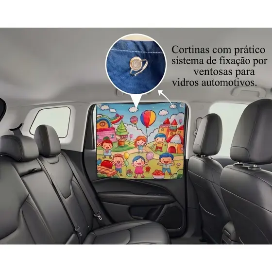Protetor Solar Carro Cortina Lateral Blackout com Ventosas 57x44cm