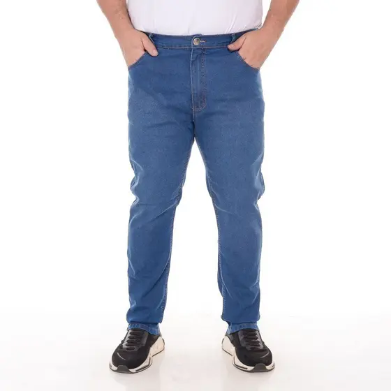 Calça Masculina Jeans Plus Com Lycra Confort 50 Ao 60