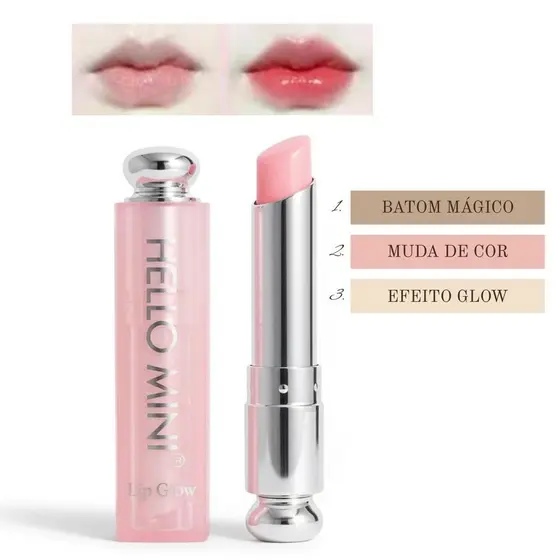 Lip Balm Mágico Hello Mini Lip Glow - Muda de Cor com pH (Hidratante Labial)