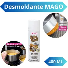 Desmoldante Spray Culinário Solta Fácil 400ml Mago Antiaderente Para Untar Formas Massas Bolos Doces