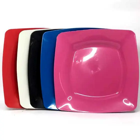 Pratos Refeição Raso Quadrado; Kit 6,10,16 ou 20(PLÁSTICO).Almoço/Jantar/Lanche.