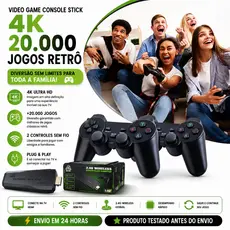 Video game Console Stick 4K Com 20000 Jogos 2 Controles Sem Fio Console Portatil Jogos Retro Video Game Super Mario