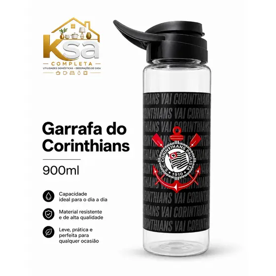 Garrafa Squezee Time Corinthians Futebol Clube vai Corinthians Oficial Licenciada