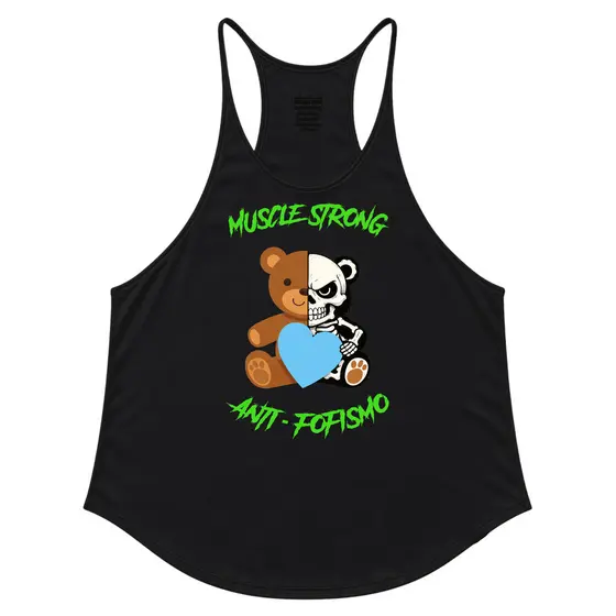 Regata Cavada Masculina Muscle Strong Preta Anti-Fofismo