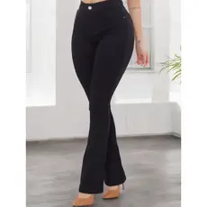 Calça Jeans Feminina Flare Cintura Alta com Elastano