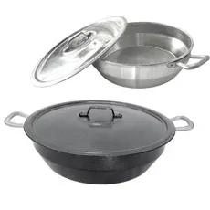 Panela Tacho 32cm 8 litros C/ tampa Craqueado ou Polido Em Alumínio Grosso