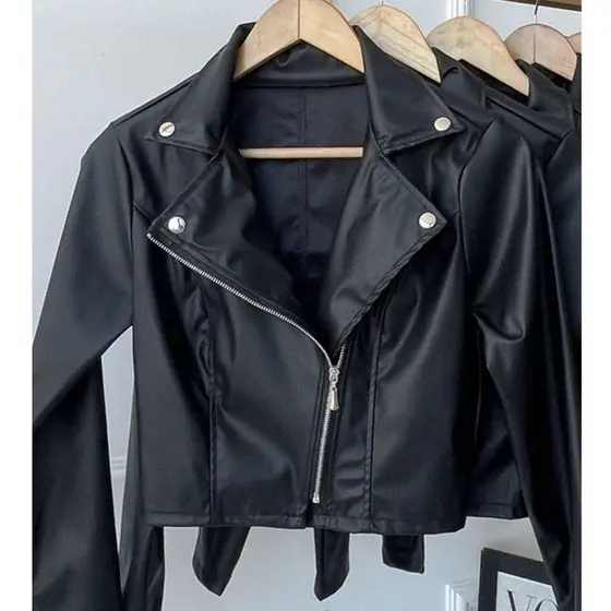 Jaqueta De Couro Feminina Com Ziper Inverno Elegante Envio Imediato