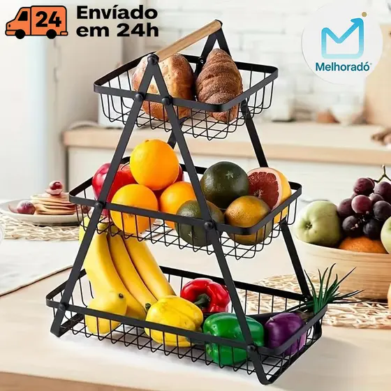 Fruteira de Mesa ou Cesto Multiuso Multiuso Frutas Legumes Luxo Premium 2 - 3 Andares