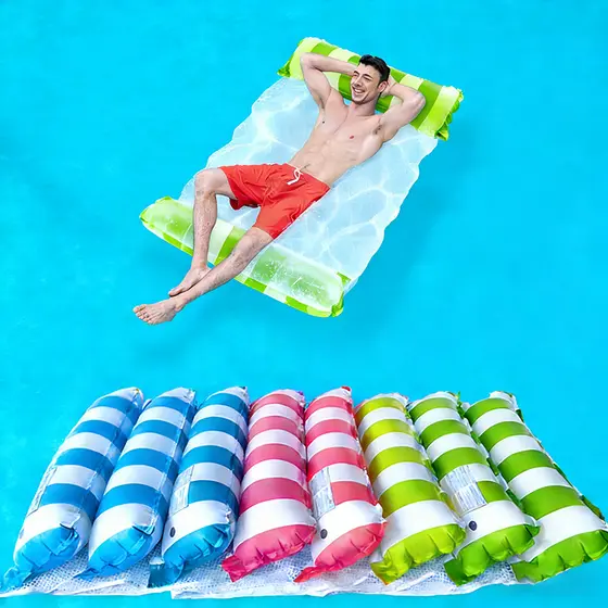 Bóia De Piscina Inflável Com Rede Flutuante Colchão De Água Reclinável E Confortável