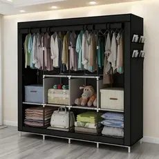 Guarda Roupa Dobrável Com Capa Tecido 4 Divisorias Multiuso Portátil Organizador de Roupas
