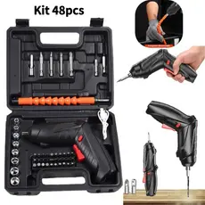 Kit Parafusadeira/furadeira 48 pçs Portátil carregador Usb Leve Forte Desmontar e montar