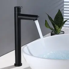 Torneira de Aço Inoxidavel para Saída Alta Lavatorio de Banheiro Bacia preto/prata